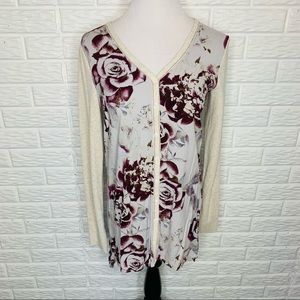 MYSTREE Floral Button Front Tunic Top Size S